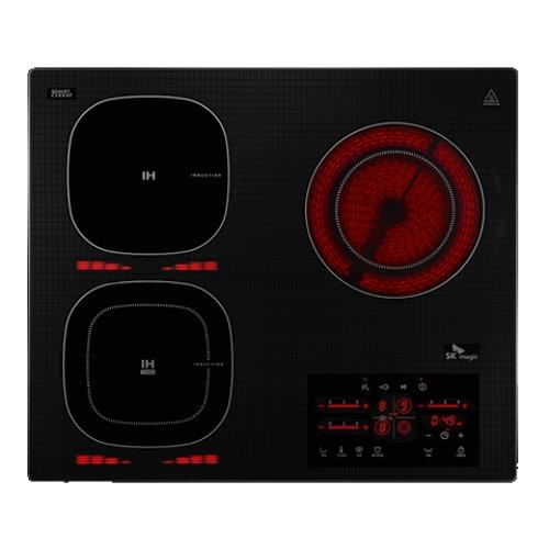 [SK매직] 3구 2인덕션 + 1 하이라이트 전기레인지 (무수 그릴/ 프리스탠딩 케이스) ERABT030SWBL