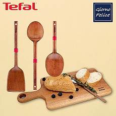 [테팔] 키친웨어 인지니오 옻칠 나무 조리도구 3종 세트+[죠르노펠리체] 프리미엄 마호가니 손잡이 나무 도마 TFC-IGVPDSPSTWCBMM