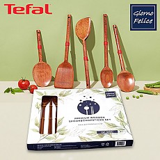 [테팔] 키친웨어 인지니오 옻칠 나무 조리도구 5종 세트+[죠르노펠리체] 프리미엄 옻칠 나무 수저 12P 세트(4인) TFC-IGV5SETWSC